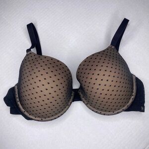 Scandale Paris Black Tan Lace Overlay Bra 40D Underwire Lined Style SCA14-2259